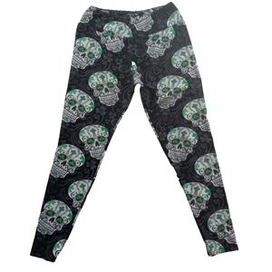 Charlie's Project Lucky Shamrock Skull St Patty's Leggings One Size 0-14